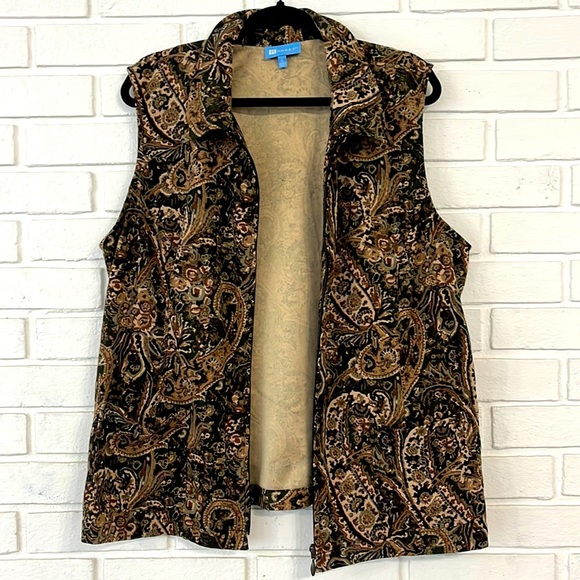 Koret Paisley Front Zip Boho Vest Size 1XL #411 - Picture 2 of 5
